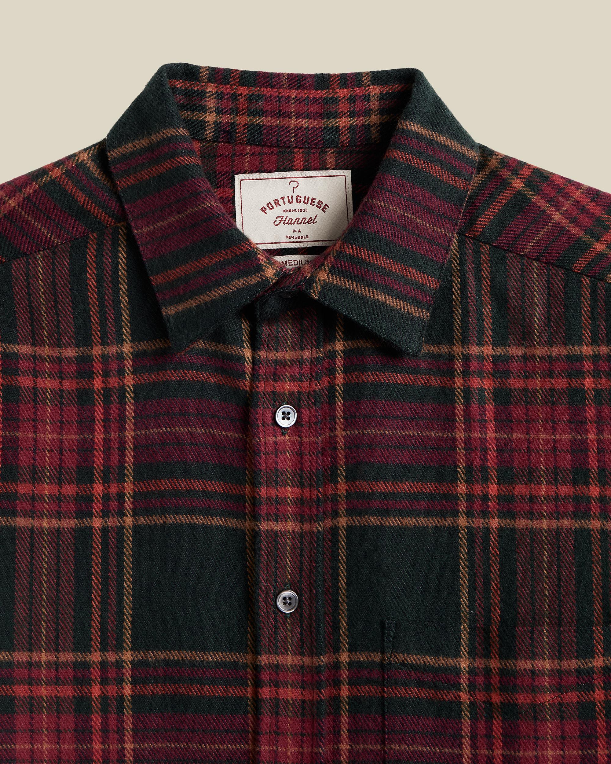 Portuguese Flannel Bravio Checkered Flannel Shirt Herren Hemd kariert rot